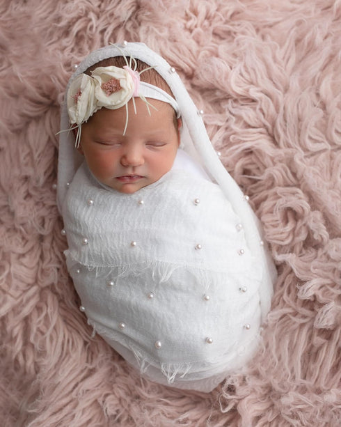 Newborn Baby Photography Props Newborn Premiee Photo Wrap Blanket for Girl Pearl