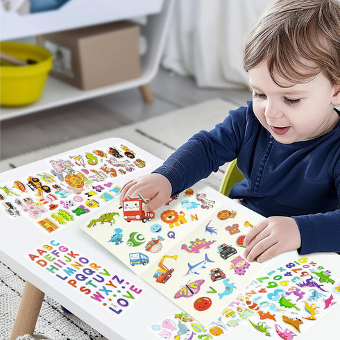 BEESTECH 24 Sheets 500+ Stickers for Kids, Teacher Reward Stickers, Potty Training Bulk with Dinosaur Traffic