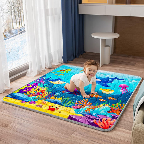 YJORIX Baby Play Mat, 50x50 Thickened Playpen Mat, Waterproof & Non-Slip, Foldable Baby