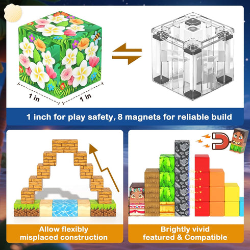 120PCS 1 3-5 4-8 5-7 8-12, Large Magnetic Blocks - Magnetic Cubes Building Toys for Kids Age Hawaii Mine Magnet World