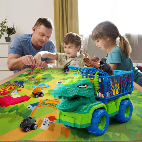 MindPal 19 1 3-5 5-7, Set 3 8 3 4 5 6 7 in Dinosaur Toys for Kids Dinosaur Truck for Toddlers with Pull Back Cars, Dino