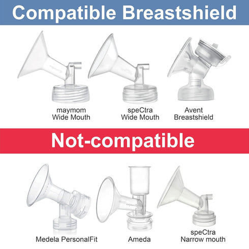 Maymom Milkbag Adapter, Widemouth 2nd Generation; Compatible with Spectra Avent Pumps; 2pc - Most Milkbags including