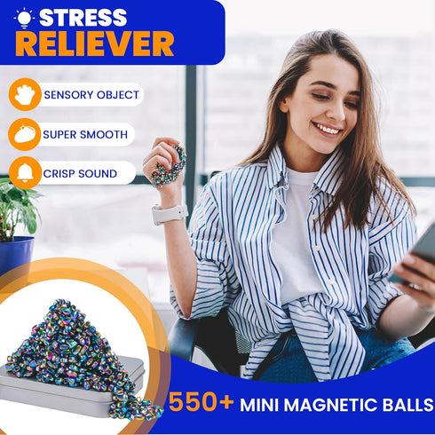 550 Magnetic Balls Over PCS Mini Rainbow Magnetic Putty, with Smooth Magnetic Beads, Fidget Toys for Adult, Weak