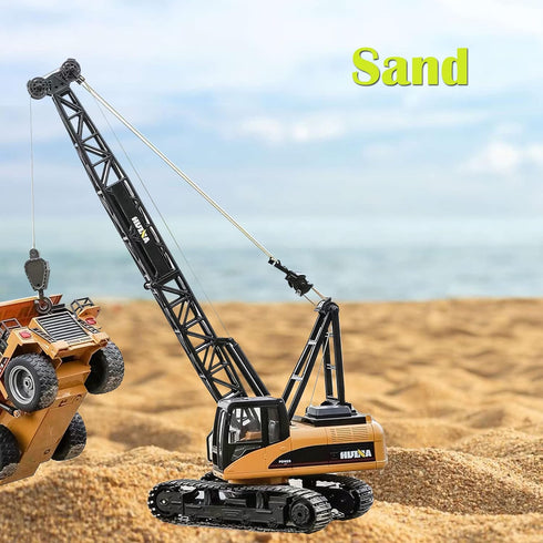 Qcar 1/50 Heavy Duty Construction Metal Crawler Crane, Truck Crane Vehicle Toys for Kids, Outdoor Sandbox Car Toys