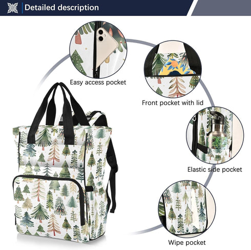 SUABO Backpack Tree Watercolor Pattern Baby Diaper Bag Large Bag Waterproof Travel Diaper Bags for Moms and Dads