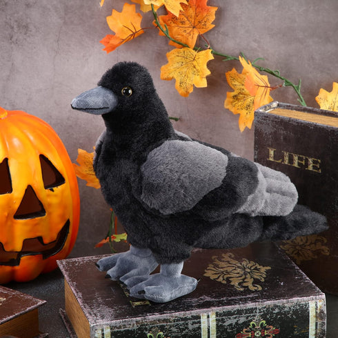 Aoriher 12 Inch Crow Plush Stuffed Animal - Soft Black Fluffy Toy for Home Decoration and Party Favors