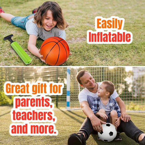 Bounce New Soft Sports Balls for Toddlers - Set of 3 Mini PVC Balls; Basketball, Football, Soccer - Outdoor Playground