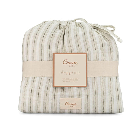 100% Crane Baby Organic Cotton Change Pad Cover, Neutral Stripe Pattern for Boys, Girls, Unisex, Ultra-Soft GOTS