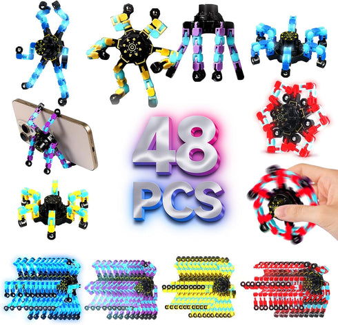 Hdnpea Easter Basket Stuffers for Kids, 48PCS Glow Transformable Fidget Spinners for Kids