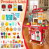 Drmukie Set Playset 3 4 5 Upgrade Toy Kitchen for Kids Toddlers Mini Kitchen with Spray Sink & Realistic Lighting