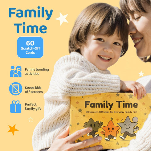 60 Family Time Scratch-Off Activity Cards with Day & Night Markers Fun Family Games for Kids & Parents Screen-Free