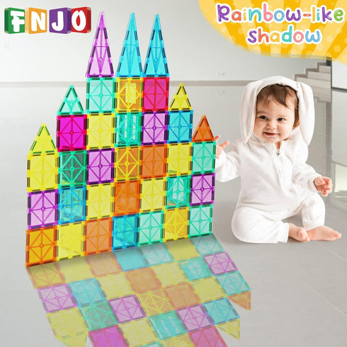 Magnetic Tiles, 64 PCS Magnetic Building Blocks Set, STEM Toys for Kids - Creative and Inspirational