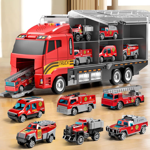 NIPLOOOW Toddler Boys Toys for 3-5 Years Old, Fire Truck Vehicle Set with