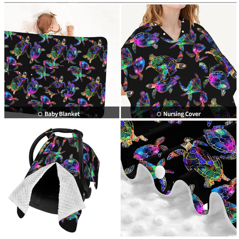 Sea Turtle Baby Car Seat Canopy Nursing for Breastfeeding Multi-Use Infant Stretchy Carrier Carseat Winter Cover