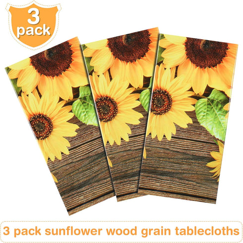 Breling Sunflower Tablecloth Decorations, Plastic Sunflower Picnic Table Cover for Birthday Baby Shower Party Supplies