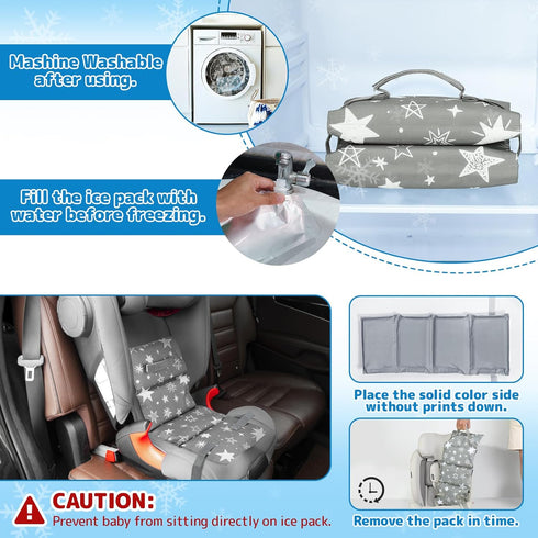 Pack, Summer Summer, Orzbow Car Seat Cooling Pad for Toddler with Removable Ice Baby Cooling Pad for Car Seats