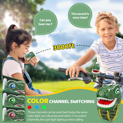 Dinosaur Walkie Talkies for Kids 2 Pack - T-Rex Outdoor Toys for Boys Age 3-12 Year Old, Long Range Birthday Gifts