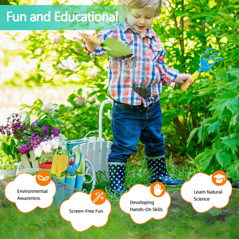 Set,6 Set FITNATE Green Kids Garden Tools PCS Garden Tools Including Watering Can, Shovel, Rake, Fork, Children
