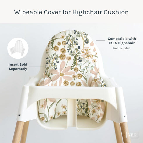 Yeah Baby Goods Wipeable Cushion Cover (Daisy Dreams) - Compatible with The IKEA Antilop Highchair - Soft, Waterproof