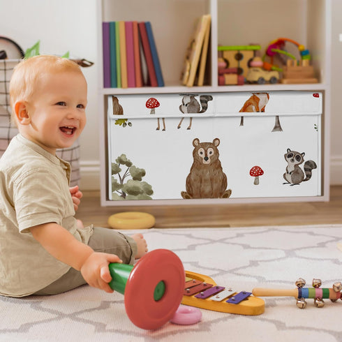 Sweet Jojo Designs Woodland Forest Animals Boy Girl Gender Neutral Unisex Collapsible Toy Storage Box Chest Organizer
