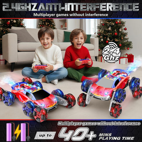 8WD Car,2.4GHz 7 OSIMILY Remote Control Gesture Sensing RC Stunt Car,Cool Spray Rotation RC Car with Lights