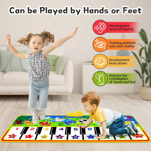 53" 23" 8 1 2 3 4 5 6 Piano Mat - x Musical Mat Animals Sounds Dance Mat for Kids Touch Play Dancing Mat Toy Gifts