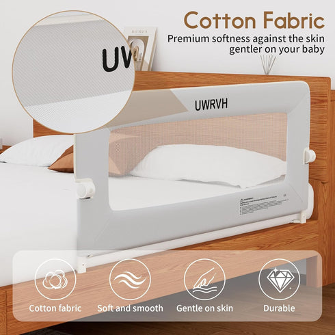 UWRVH 75" 28" Folding Bed Rail Guard for Toddlers,Safety Toddler Bed Rails,Baby Bed Rails- U-Shape No Drilling Design