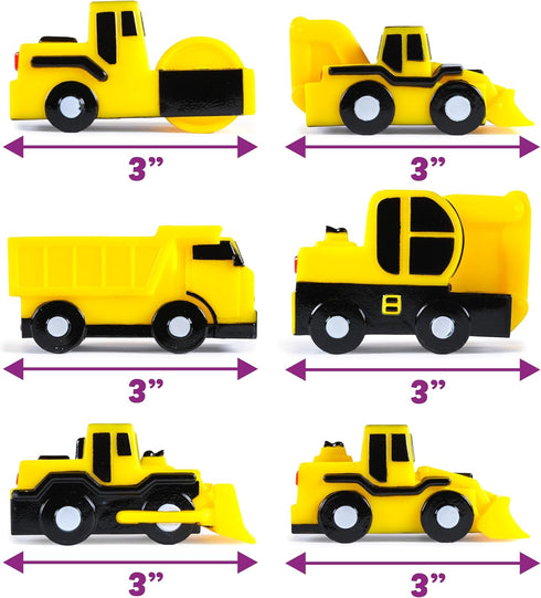 6 Pack Tub Works Construction Trucks Mold Free Bath Toys, | Sealed, No Hole Bath Toys Design Keeps Moisture Out | Soft