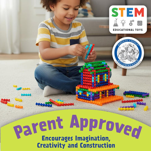 Set 4 150 POPULAR PLAYTHINGS Playstix Construction Toy with Building Sticks for STEM and Classroom Use, for Kids Ages