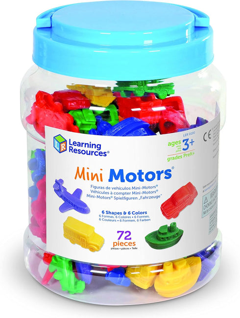 Learning Resources Mini Motors Counting and Sorting Fun Set, 72 Pieces, Ages 3+ Car Counters for Preschoolers