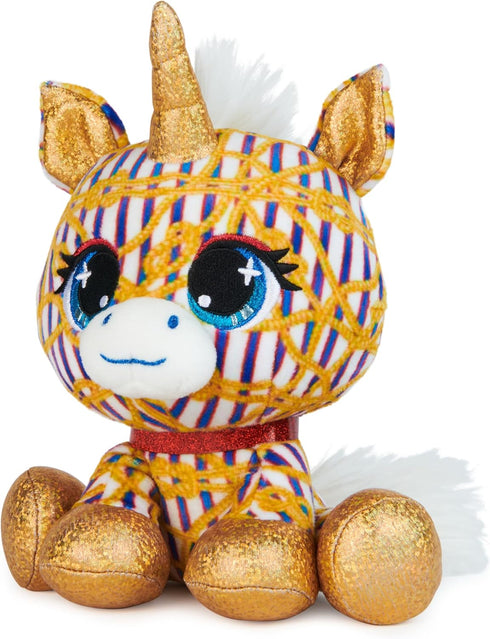 P.Lushes Designer Fashion Pets Natalie Von Corn Premium Unicorn Stuffed Animal, 6”, Gold and Blue