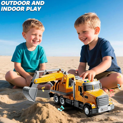 3-5 4-6, 2-4 4-7 1-3 JUKUDAHU Excavator Toys for Boys Aged Play Excavator with Light and Sound, Toy Truck Construction