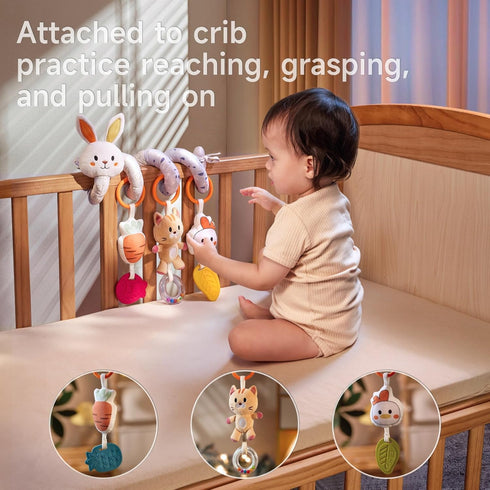 0 3 6 9 12 TUMAMA Spiral Car Seat Toys Baby Toys for Months, Infant Stroller Toy Newborn Hanging Toys with Rattle