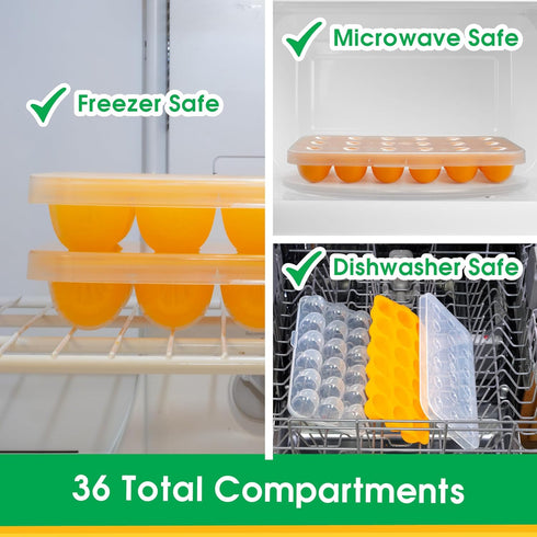 Sprout Cups (2 Pack) Baby Food Storage Tray - Silicone Pop Out Portion Freezer Tray - Breast Milk and Food Storage Made