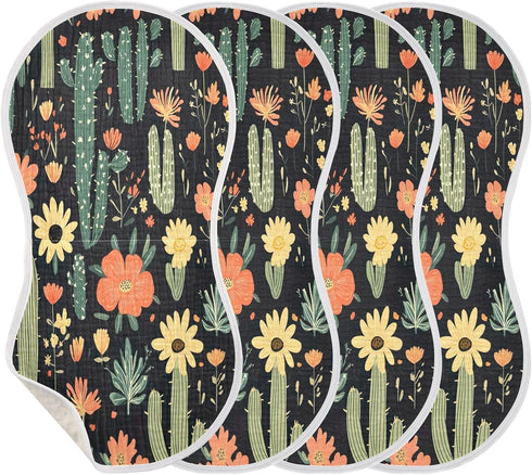 YETTASBIN Cactus Flower Muslin Baby Burp Cloth, Super Soft Absorbent Cotton Burp Rag Baby Bibs Feeding Cloth