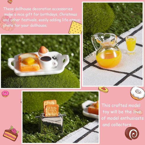 Dollhouse Accessories Decoration, 1:12/1:6 Mini Kitchen Accessories Set, Scene Breakfast Bulk Pretend Toy Decor