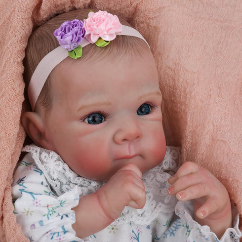 WOOROY 18 Inch Reborn Baby Dolls Girl - Lifelike Handmade Realistic Soft Body Newborn Doll with Gift for Kids Age 3+