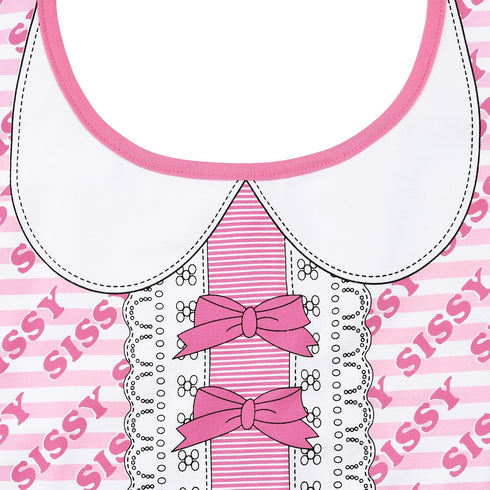 Littleforbig Cotton Waterproof Babydoll Printed Adult Bib - Adjustable Velcro Closure, Pretty in Pink Sissy Bib