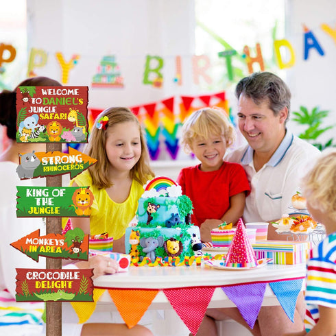 20 Pieces Safari Jungle Party Sign - Animal Signs Decorations for Kids Birthday, Welcome Signage