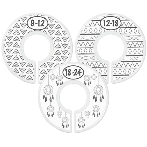 Baby Closet Size Dividers, 7X Boho Nursery Closet Dividers for Baby Clothes, Bohemian Nursery Decor for Boy or Girl