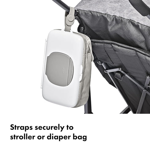 On-The-Go Wipes Dispenser with Diaper Pouch in Gray