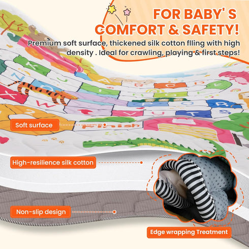 Floor,50x50 Inch Baby Play Mat for Soft Padding Crawling Mat, Foldable and Machine Washable, Thick for Babies