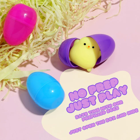 36pcs Easter Mochi Squishy Toys | Prefilled Eggs with Mini Squishy Toys | Easter Shapes | Basket Fillers, Party Favors