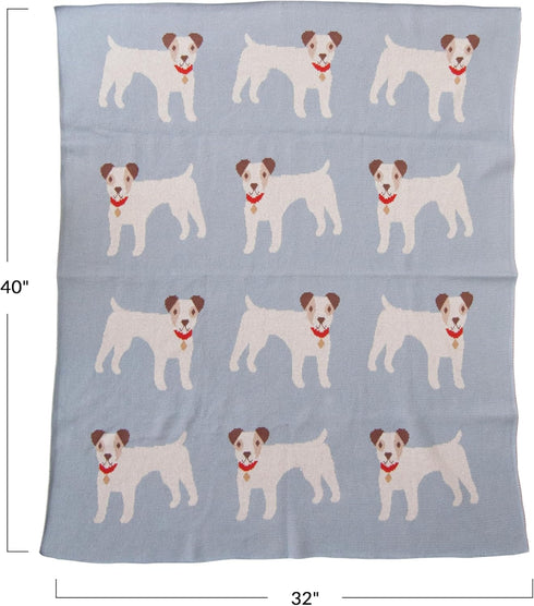 40" 32" Creative Co-Op Cotton Knit Baby Blanket with Terrior Dogs, L x W