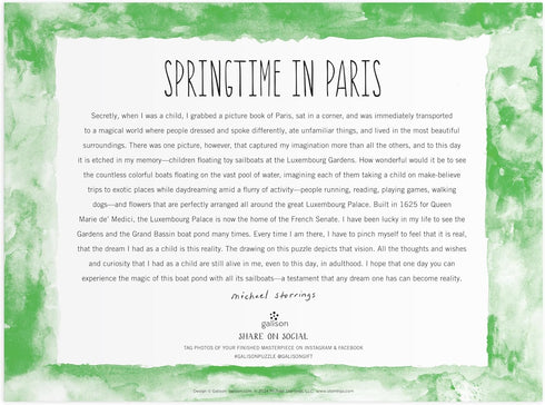 Galison Springtime in Paris - 1000 Piece Michael Storrings Puzzle - Grand Bassin Pond in The Spring