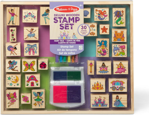 Melissa & Doug Deluxe Wooden Stamp and Coloring Set Fairy Tale (30