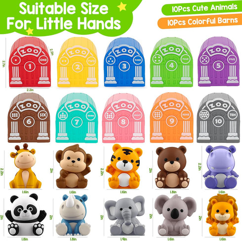 KMUYSL Learning Toys for 1,2,3 Year Old: 20 Pcs Animals Toy for Counting Skill, Color Matching, Educational Gift for