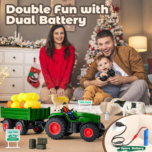 Set 2 3 4 5 6 7 8 FRUSE Remote Control Tractor Toy,RC Tractor & Truck and Trailer,Truck Toys with Rechargeable
