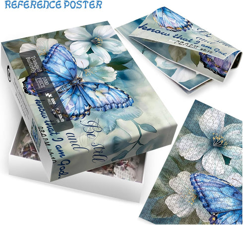 Christian Flower Butterfly Puzzles for Adults, 1000 Pieces, Religious Inspirational Scripture Jigsaw Puzzle