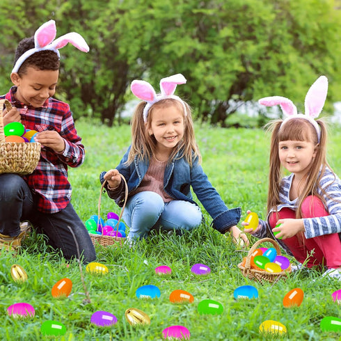 MGparty 210 Pack 2.3" Easter Eggs Empty Plastic Bright Colors Eggs with Golden Eggs for Easter Egg Hunt Party Favors